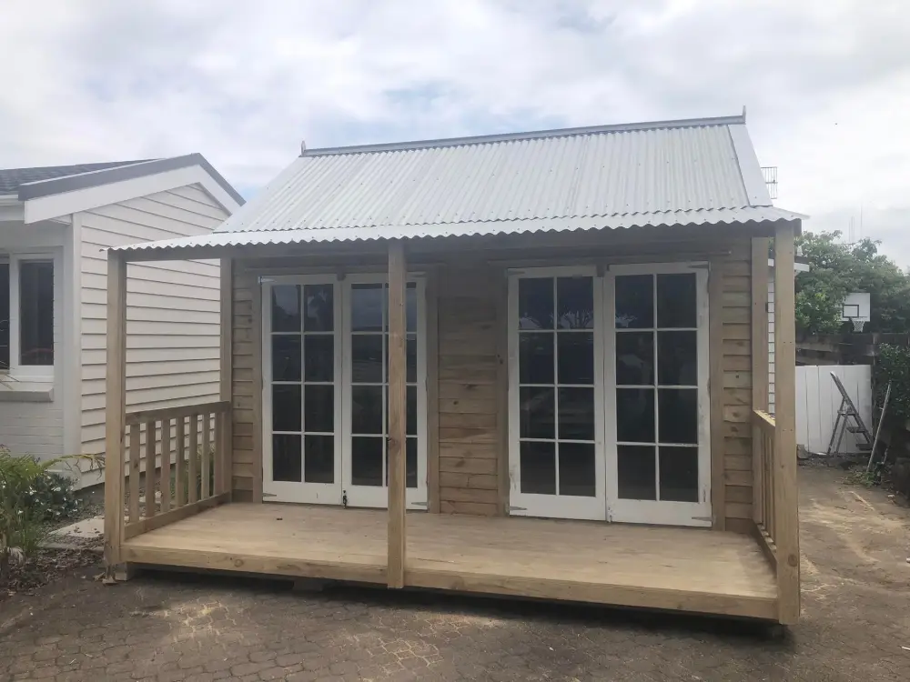 Customised kitset cabin with glass doors